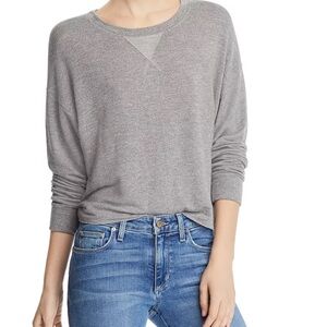 SPLENDID CREWNECK 3/4 SLEEVE DARK GRAY FRENCH TERRY SIZE L .